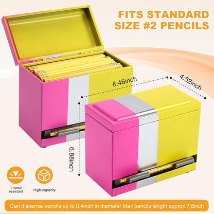 Pencil Dispenser for Classroom - Stainless Steel Pencil Dispenser Organizer Teachers Classroom Supplies Storage for Office, School Teacher Must Haves for Organization