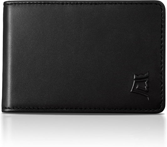Kings Loot Wallet for Men | Minimalist Slim RFID Blocking Leather Design with Cash Pocket & Card Pull Strap | Holds 1-15 Cards | Stylish & Durable Wallets (Onyx Black)