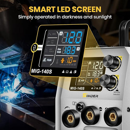 SSIMDER 3 in 1 MIG Welder Flux Cored/Lift TIG/Stick Welding Machine 110V 220V 140A Flux Core Welder with 1lb Welding Wire IGBT Inverter For Metal DIY Projects Auto Repair Home Maintenance