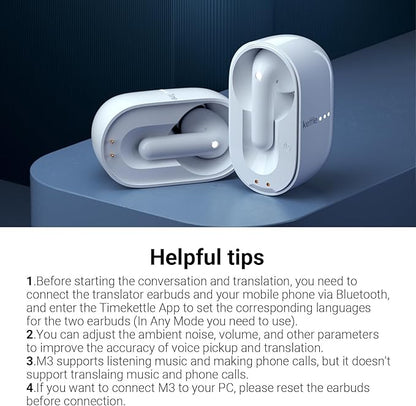 Timekettle M3 3 in 1 Language Translation Earbuds,43 Languages & 96 Accents, Offline Translator, No Subscription,for Exploring Expat Life Freely, APP Compatible with iOS & Android