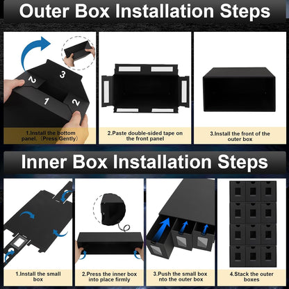 10800+ Card Storage Box, 2000+ Toploader Storage Box for Commander Display,with 72 Dividers, Labels & Tapes,Fit for TCG, PTCG, MTG