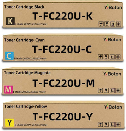 T-FC220U TFC220U Toner Cartridge Replacement for Toshiba T-FC220UK T-FC220UC T-FC220UY T-FC220UM Toner Use for Toshiba E-Studio 2020AC 2520AC Printer (4-Pack)