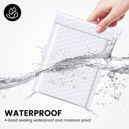 Fuxury Bubble Mailers 4x8" 800Pcs Bulk, Waterproof Padded Envelopes Usable Size 4x7", Cushioning Small Mailing Envelopes, Padded Mailers Shipping Bags for Small Business Packing, #000 White