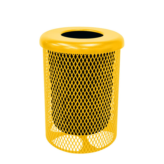 RFT-YEL Heavy Duty Round Trash Receptacle with Flat Top, Liner Included, 32 Gallon, Yellow, Made in America