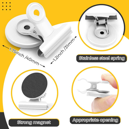 20 Pack Refrigerator Magnets, White Magnetic Clips Whiteboard Magnets, Magnet Clips Heavy Duty Fridge Magnets for Photo Displays, Home, Office, Classroom