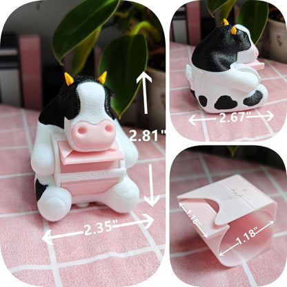 Cute Office Accessories - Stamp Roll Holder Postage Stamp Dispenser for Desk, No Stamps, 1.18" Core, Black Cow Design, C04