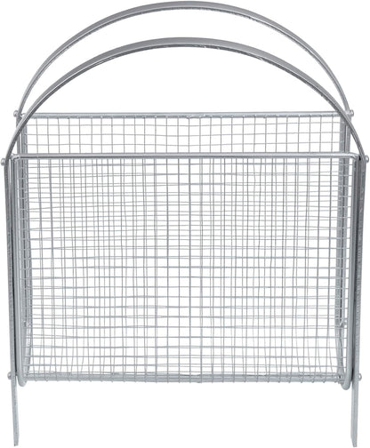 MyGift Mid-Century Design Magazine Rack, Matte Black Tone Metal Mesh Freestanding Magazine Organizer Holder Sling (Silver)