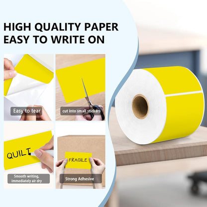 PARLAIM 3 X 5 Inch 1000Per/4Rolls Rectangle Inventory Color Coding Labels,Roll Square Label Stickers for Home (Yellow)
