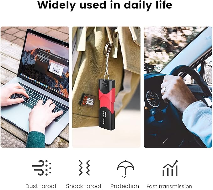 64GB USB 3.0 Flash Drive 10 Pack KOOTION USB 3.0 Thumb Drive Retractable 64G Zip Drive Ultra High Speed USB Stick Jump Drive Rugged Memory Stick with LED Indicator for Data Storage and Transfer