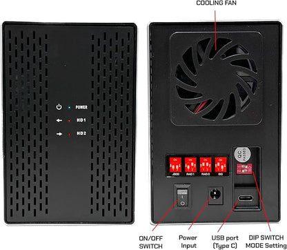 Avolusion PRO-T2 Series 24TB (12TB x2) Dual Bay USB 3.0 External Hard Drive (JBOD, RAID0, RAID1, Big) for Desktop PC / Laptop (Windows OS) (Renewed)