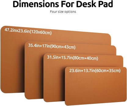 YSAGi Leather Desk Protector, Office Mat, Large Mouse Mat, Non-Slip PU Leather Blotter, Laptop Desk Pad, Waterproof Writing Pad for Office and Home (Brown, 47.2" x 23.6")