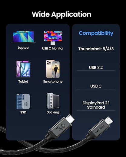 Silkland Certified USB 4 for Thunderbolt 5 Cable 5FT, 80Gbps Data Cable, 240W PD3.1, 120Gbps for 16K/Dual 8K Display, Braided USB C Video Cable Compatible for Thunderbolt 4, MacBook Pro, iPhone 17,SSD