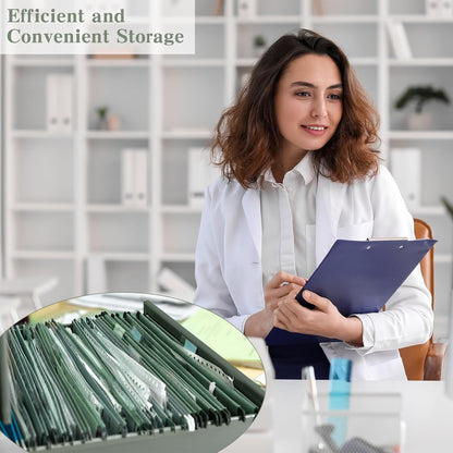 gisgfim 25 Pack Reinforced 11x17 Hanging File Folders 1/5 Cut Heavy Duty Hanging File Folders with Plastic Tabs & Label Cards Expanding Hangers File Organizer for Drawing Engineering Document (Green)