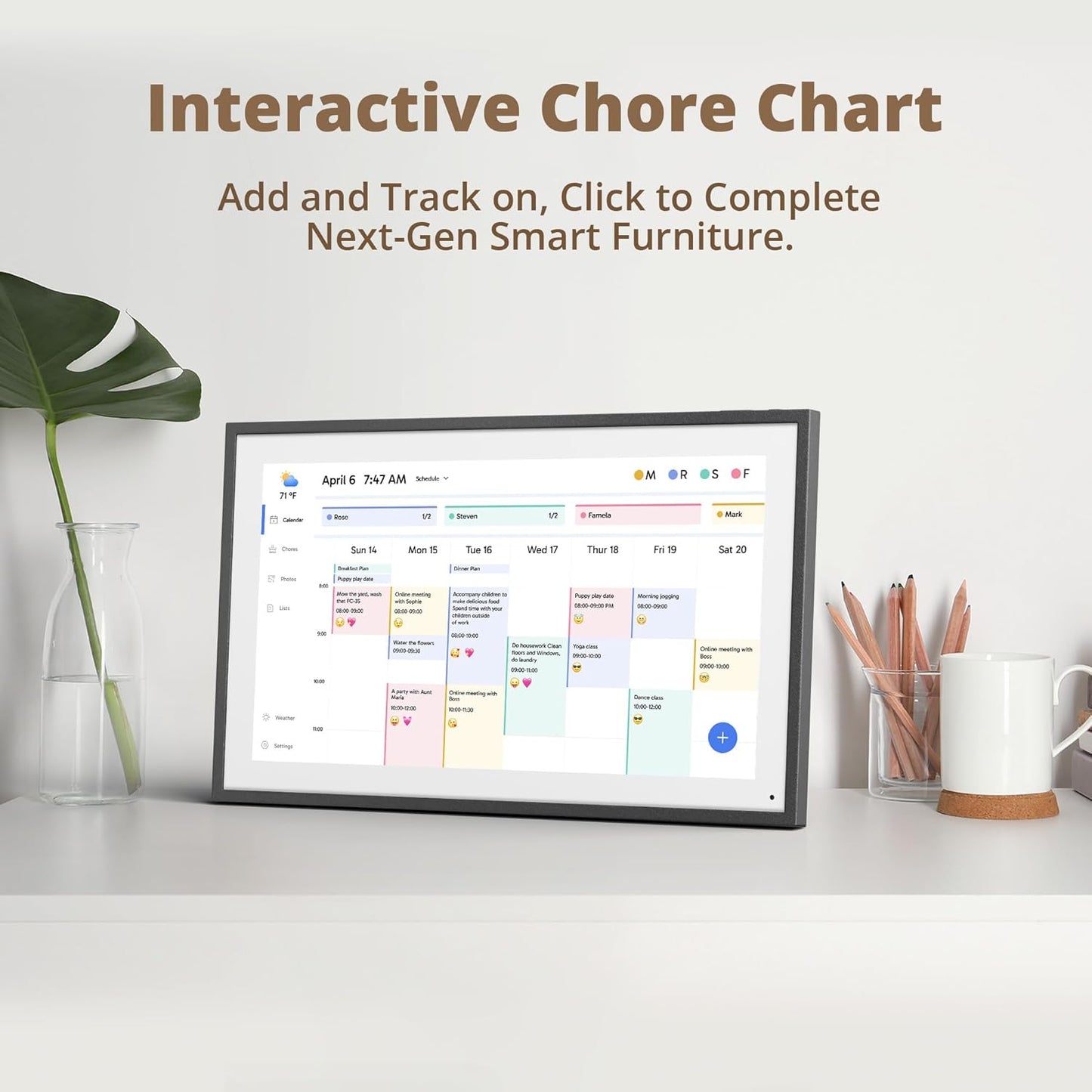 Dragon Touch 15.6" Digital Calendar Chore Chart – 1080P Full HD Interactive Touchscreen, Smart Family Planner, Hearth Display Digital Calendar Wall & Desk Mountable for Seamless Scheduling Black