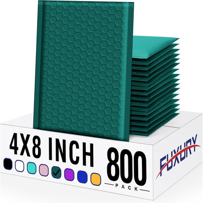 Fuxury Bubble Mailers 4x8" 800 Pack Forest Green Bubble Mailer Bulk Usable Size 4x7" Padded Envelopes Waterproof Shipping Envelopes Padded Mailers for Small Business Mailing #000