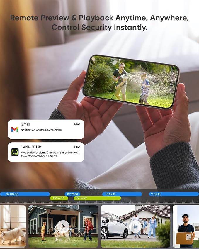 SANNCE 5MP PoE Security System, 8CH 6MP Surveillance NVR with 4PCS 5MP HD Weatherproof Bullet Cameras with H.265 Video Compression, Smart IR LED, APP Push Alert, Remote Access (2TB HDD)