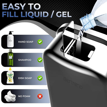 Commercial Soap Dispenser Wall Mount Stainless Steel Soap Dispensers Liquid Manual Anti-Leak Pump Hand Soap Dispenser for Bathroom Kitchen Silver (17 fl.oz./500ml)