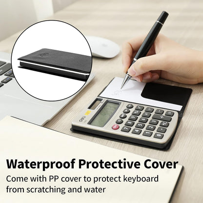 Calculator, Deli Standard Function Basic Calculators, Solar Battery Dual Power Office Calculator with Cover, Metal Panel, 2 Pack