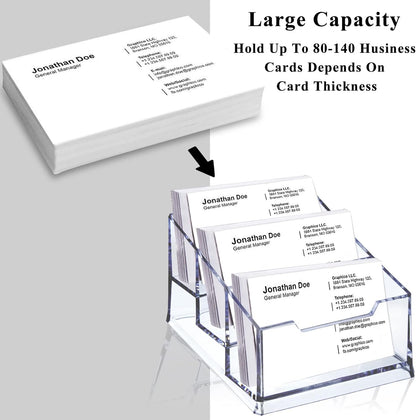 Clear Acrylic Business Card Holder,3 Tier Premium Acrylic Clear Business Card Holder Stand for Desk Fits 150 Business Cards