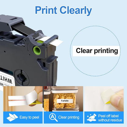 Label Orison TZe-131 Label Maker Tape Clear, Replacement for Brother P-Touch Label Tape Tz Tapes 12mm 0.47 Laminated for PT-D210 PT-D220 PT-H110, Black on Clear, 1/2''(12mm) x 26.2'(8m), 2PK