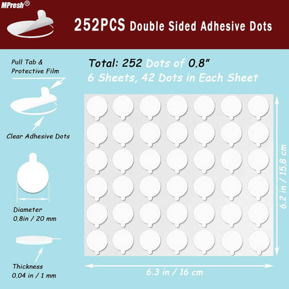 Sticky Tack Dots Double Sided, 0.79" Strong Mounting Tape Sticky Putty Easy to Peel, Removable Museum Putty Glue for Wall Hanging, Crafts, Poster, Balloons Decoration, 252 Dots