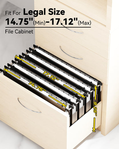 Ansook Plastic Legal Hanging File Folders,1”Expanding Accordian Pocket,Heavy Duty for Filing Cabinet,Insertable Tabs,Black Legal Size Hanging Folders,Hard and Durable Hang Folders,Black,12 Pack