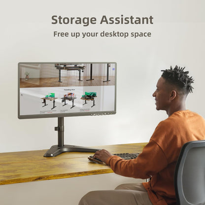 Claiks Monitor Mount, Ergonomic Adjustable Monitor Stand for Max 32 inch Screens, Adjustable Stand up to 20 lbs, VESA Mounting Holes 75&100mm, Black