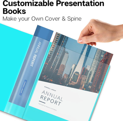 Dunwell Presentation Binder 24-Pocket, Displays 48 Pages, 8.5x11 Portfolio Binder with Plastic Sleeves, Storage and Organizer for Documents, Certificates, Projects, Photos (Aqua)