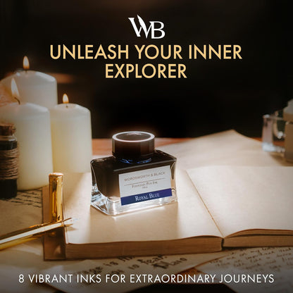 Wordsworth and Black Fountain Pen Ink Bottle (50 ml) Premium Luxury Edition, [Royal Blue] Fountain Pens Bottled Ink; Classic Designed Bottle Smooth Flow 50 ml