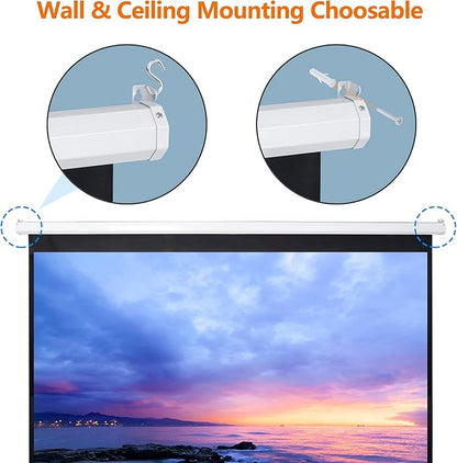 SUPER DEAL 100'' 16:10 HD Projection Screen Foldable Anti-Crease Portable Projector Movie Screen Manual Pull Down for Home Theater Presentation Education Outdoor Indoor Public Display, White
