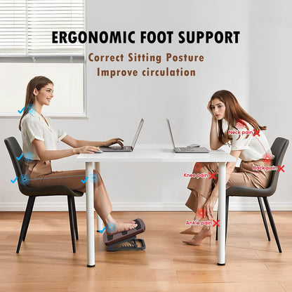 Foot Rest for Under Desk at Work, Ergonomic Wooden Desk Foot Rest with 7 Adjustable Angles, Anti-Slip Footrest Comfortable Foot Stools for Office Leg Rest, No Assembly