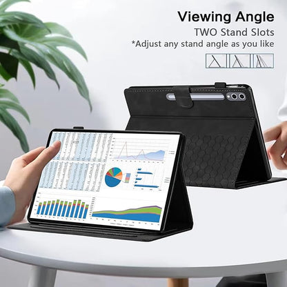 Case for Samsung Galaxy Tab S10 Plus 2024/ S9 FE Plus 5G 12.4 Inch 2023, Multi-Angle Viewing Smart Stand with Pocket Auto Wake/Sleep PU Leather Tablet Cases Flip Folio Cover Black
