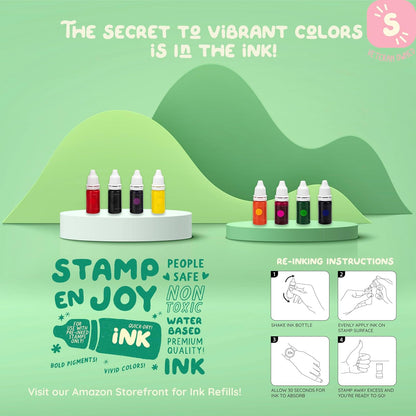 8 Self-Ink Flash Stamp Set, Multicolor Teacher Stamps for Classroom, Stamps for Teachers, Pre-Inked, Refillable Stamps (Inspiration Set v2)