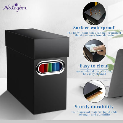 File Organizer Box with Lid, Collapsible Hanging File Folder Storage Boxes for Documents, Portable Filing Organizer for Office, Home, Classroom(Black, 2 Pack)