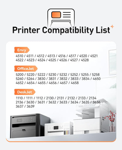 63XL Ink Cartridges 2 Pack High Yield with Chip Replacement for HP 63 63xl Ink Compatible with HP Officejet 3830 4650 4655 5255 5258 5200 Envy 4510 4512 4520 4650 Deskjet 2130 2132 3630 3634 Printer