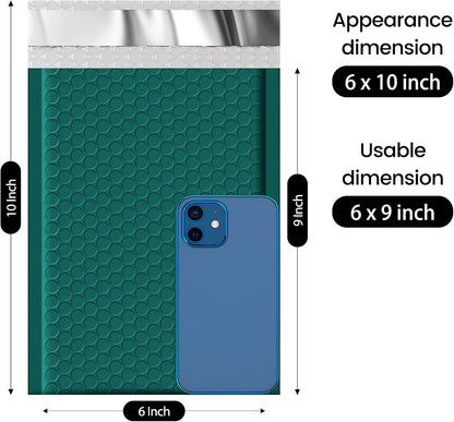 Fuxury Bubble Mailers 6x10" 100 Pack Opaque Bubble Mailer Usable Size 6x9" Padded Envelopes for Gifts Mailing Envelopes Bubble Padded Cushion Mailers Small Business#0 Forest Green