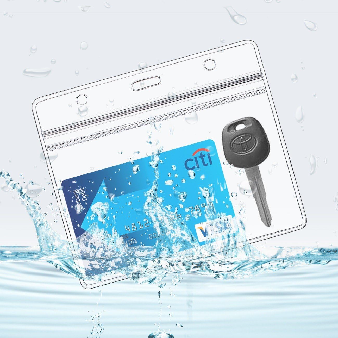 Clear Plastic Name Tag Holder and Metal Badge Clips with Vinyl Straps Waterproof PVC ID Card Holders Heavy Duty(50 Pack, Horizontal Large 3x4)