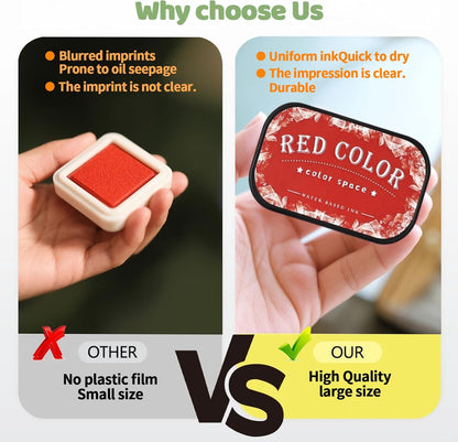 Large Finger Ink Pads for Kids Washable Craft Ink Stamp Pads,Retro12 Color DIY Clear Embossing Ink Pad for Baby Footprint Handprint,Rubber Stamps, Paper, Scrapbooking,Best Gift for Kids and Adult