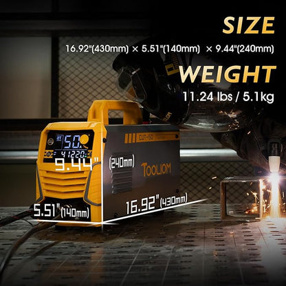 TOOLIOM Large LCD Display Plasma Cutterï¼, 50A Dual Voltage 110V/220V Metal Cutting Machine with Air Pressure Display and 2T/4Tï¼, 1/2" Clean Cut