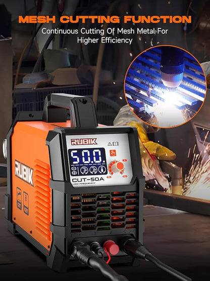 Plasma Cutte 50 Amp, Plasma Cutter Machine 110/220V Dual Voltage 3/4" Max Cutting, 1/2'' Clean Cut, Non-High Frequency Non-Touch Pilot Arc, Large LCD Digital Dispaly, 2T/4T Plasma Cutting Machine