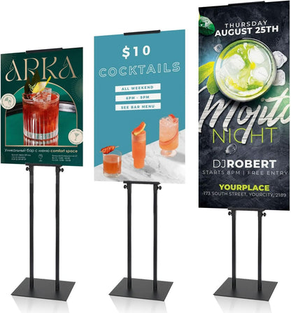 Poster Stands for Display, Poster Sign Holder Floor Stand with Heavy Duty Pedestal, Adjustable Height Sign Holder, Height Up to 80 inch, Double-Sided Signage with Non-Slip Mat (3 Pack)