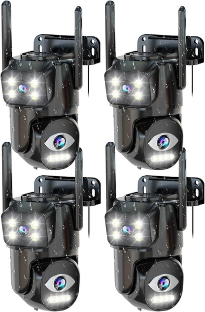 Dual Lens WiFi Security Camera Outdoor,5G/2.4G PTZ Outdoor Auto Tracking,HOM Security Surveillance System Camera,WiFi,Night Vision,7/24 Recording
