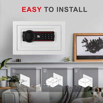 TIGERKING Digital Keypad Safe Box, 0.5 Cubic Feet Small Safe Money Safe Lock Box Cabinet Safes, Solid Alloy Steel Office Hotel Home Mini Safes for Cash Jewelry Documents(White)