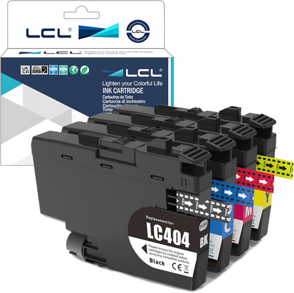 LCL LC404 Ink Cartridge Replacement for Brother LC 404 LC-404 LC404BK LC404BK LC404C LC404M LC404Y Ink for MFC-J1205W XL MFC-J1215 MFC-J1215W Printers (4 Pack,1 Black 1 Cyan 1 Magenta 1 Yellow)