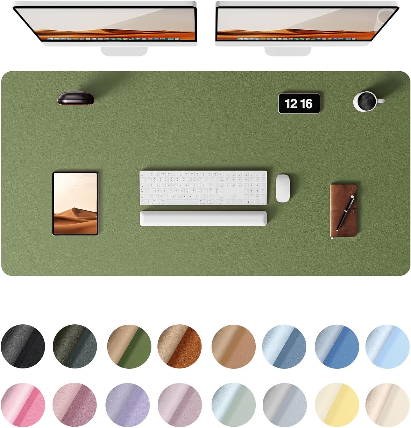 YSAGi Leather Desk Protector, Office Mat, Large Mouse Mat, Non-Slip PU Leather Blotter, Laptop Desk, Waterproof Writing Pad for Office and Home (Green, 47.2" x 23.6")