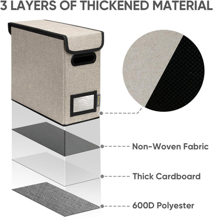 BALEINE File Organizer Box with Lid, Collapsible File Folder Organizer with Plastic Slide, Hanging File Folder Box for Office Document Storage (1 Pack, Beige, S)