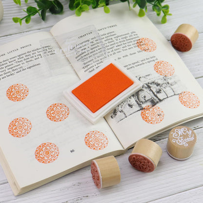 Craft Ink Pad for Rubber Stamps, Paper, Wooden, Fabric, Scrapbooking, Non-Toxic Finger Ink Pads for Kids (Orange)