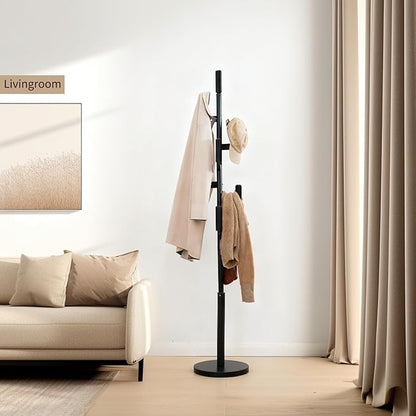 Bamboo Cactus Coat & Clothes Rack Stand, Standing Freestanding Clothing Racks with 6 Hooks for Adults & Kids, Heavy Duty Modern Entryway Living Room Bedroom Corner Coat Rack cactus-3