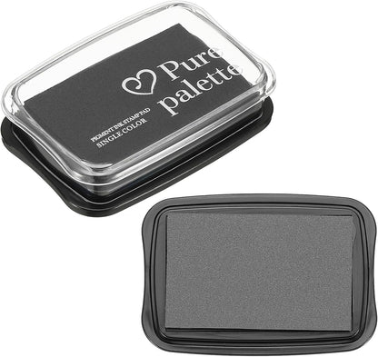 PATIKIL 3"x2" Large Stamp Pad, 2Pcs Washable Craft Ink Pad for Rubber Stamp Card Making Stamping Scrapbook Fingerprint Handprint, Gray/Black