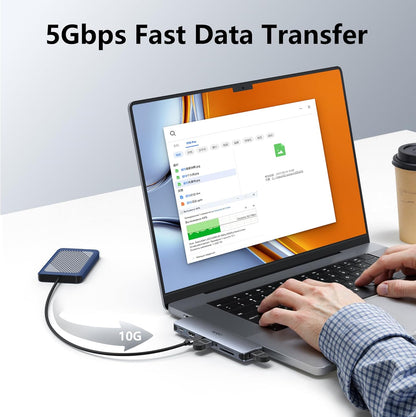 USB C Hub HDMI USB Adapter for MacBook Pro Air M3 M2 M1 2025-2018 13 14 16", MacBook Adapter Multiport 8 in 2 Mac USB C Hub with HDMI, Thunderbolt 3, 10G USB C&A Data Ports, SD TF Card Reader, Audio